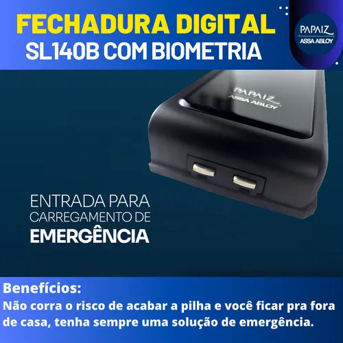 Fechadura Eletronica Papaiz Sobrepor Sl140b Senha Biometria
