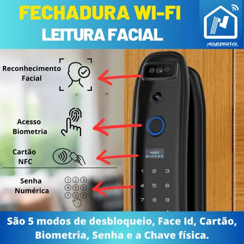 Fechadura Inteligente Leitura Facial Biometria Novadigital