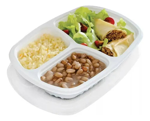 40 Und. Marmita Bandeja + Tampa 3 Divisor Embalagem Delivery