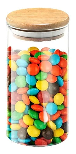Pote De Vidro Hermético Tampa De Bambu 1 Litro Macarrão