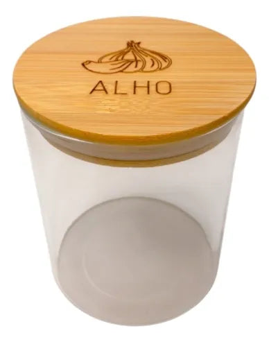 Kit 2 Potes Hermético Luxo De Vidro Para Alho E Sal