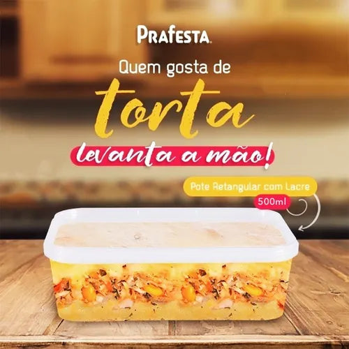 Pote Descartável C/ Lacre 500ml Freezer Marmita - 10 Un. Cor Transparente