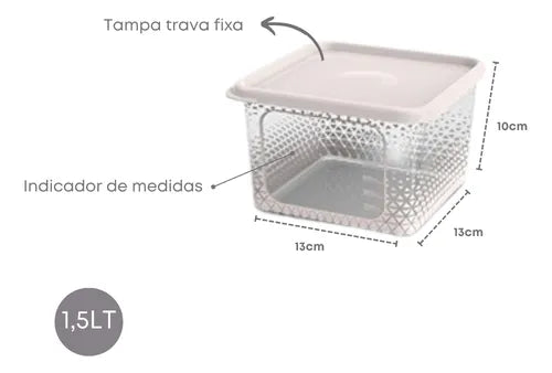 Kit 3 Pote Organizador Geladeira 1,5lt Alimentos Vegetais
