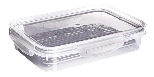 Kit 2 Potes Herméticos Cinza 1,1l Porta Frios C/ Escorredor