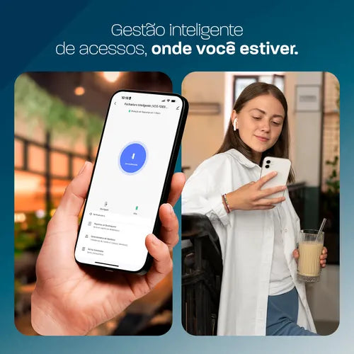 Fechadura Digital Inteligente Velds, Wi-Fi, de Embutir com Biometria App Senha Tag, Preto Fosco