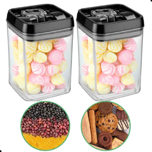 Kit 2 Potes Herméticos Vedação Alimentos Cozinha Organizada