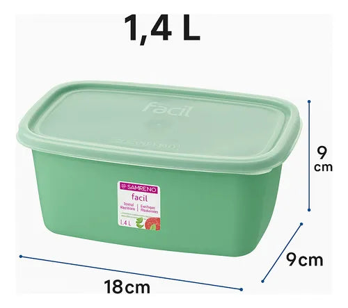 Kit 3 Potes Plastico Hermético 1,4l Freezer E Microondas