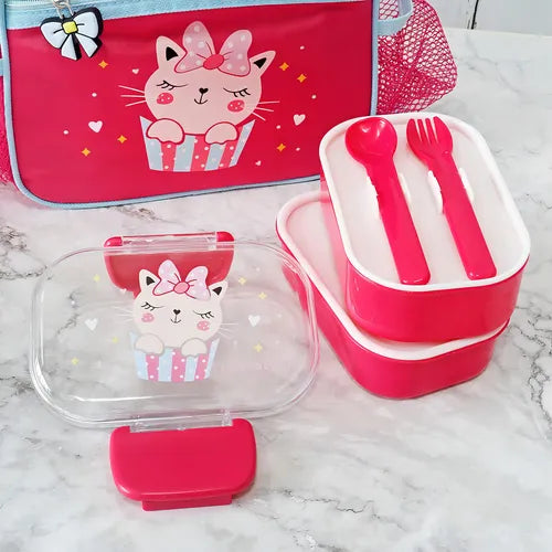 Pote P/ Lanche De 2 Andares Infantil Bebê 400ml Cor Pote Para Lancheira Rosa