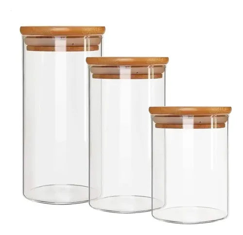 Kit Com 3 Potes Hermético De Vidro 200ml 300ml E 400ml
