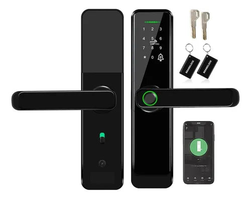 Fechadura Digital Biométrica Luczeng , 5 Em 1 Inteligente Fechadura Eletronica Com Tuya Wi-fi, Touch Screen Fechadura Digital - Abertura Via Biometria, Senha Numérica, Cartão Ic, Chave E App