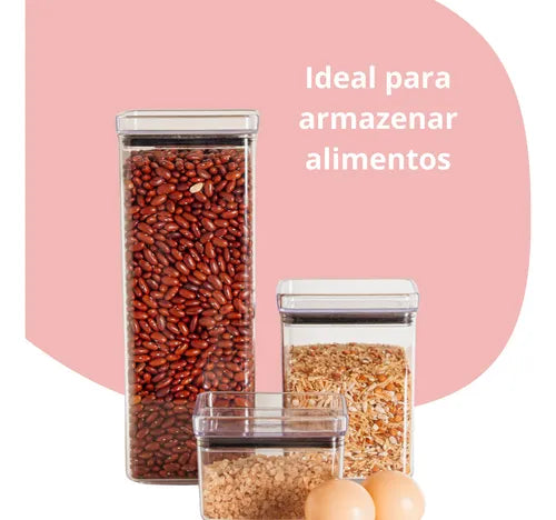 Jogo 2 Potes Herméticos Lumini Quadrado 1000ml - Paramount