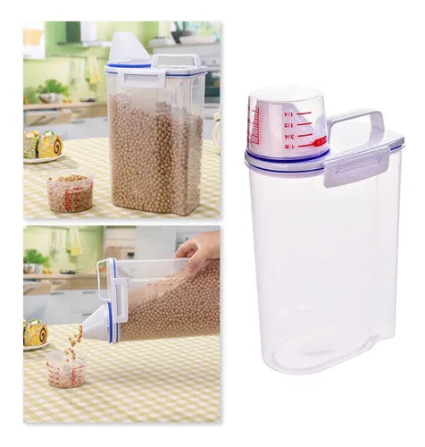 Dispenser 2 Litros Pote Hermetico Com Tampa Mantimentos Cor Transparente