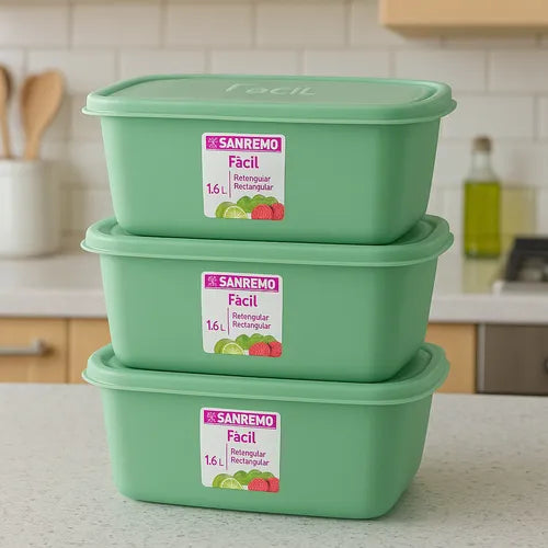 Kit 3 Potes Plastico Hermético 1,4l Freezer E Microondas