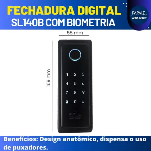 Fechadura Eletronica Papaiz Sobrepor Sl140b Senha Biometria
