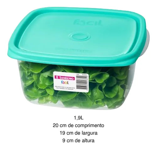 Kit 3 Potes Plásticos Hermético 1,9l Com Tampa Marmita
