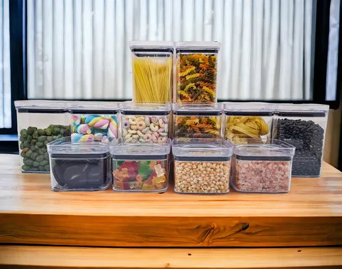 Kit Potes Porta Mantimento Hermético Quadrado Cozinha 12 Uni