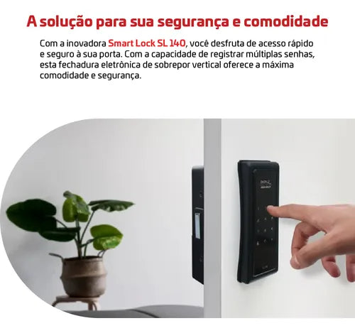 Fechadura Digital Smart De Sobrepor Preta Papaiz Sl140