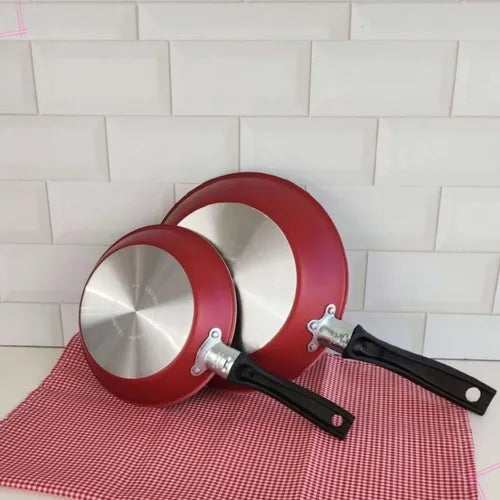Jogo De Frigideiras Tramontina Antiaderente Vermelho Turim