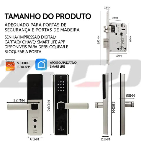 Fechadura Eletronica Digital Biométrica Câmera E Wifi Tuya