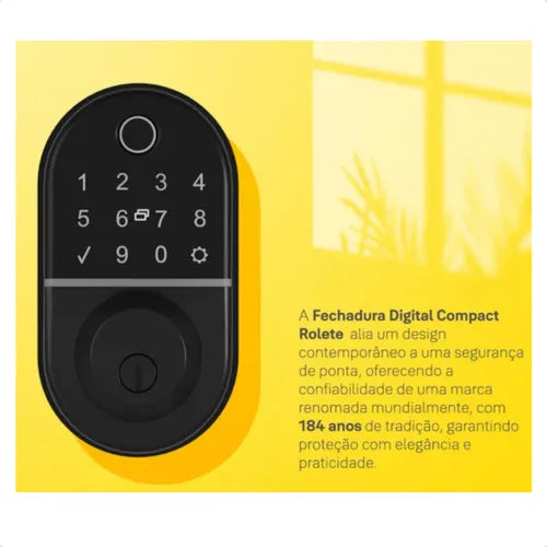 Fechadura Digital Para Portas Yale Compact Rl Externa Preta  Preto