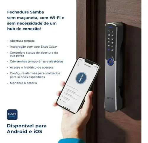 Fechadura Digital De Embutir Wi-fi Ip55 De6100i Samba Preto Cor Preta