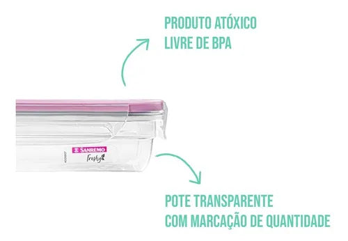 Kit 4 Potes Plástico Hermético Marmita Fitness C Tampa 820ml