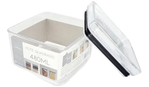 Pote Hermético Lumini Quadrado Alimentos Empilhável 480ml Cor Transparente