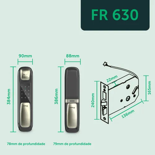 Fechadura Digital Fr 630 Senha Protegida Cinza Intelbras