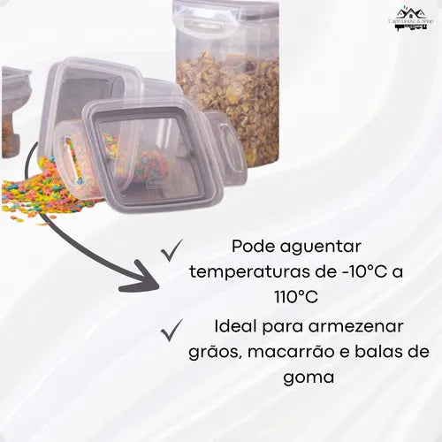Kit 2 Potes Hermético Plástico Mantimentos 860ml 1,9 Litros