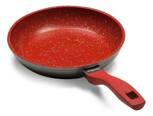 Panela Polishop Sauté Grand Vermelha de 24cm Frigideira Flavorstone