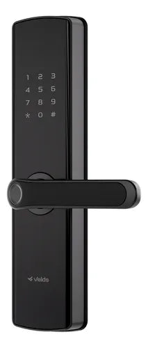 Fechadura Digital Inteligente Velds, Wi-Fi, de Embutir com Biometria App Senha Tag, Preto Fosco