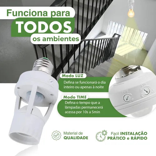 Kit 4 Sensor Presença Fotocélula Lâmpada E27 Soquete
