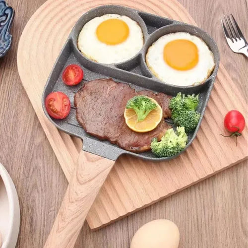 Frigideira Antiaderente Inducao 3 em 1 Ovo Hambúrguer Marqs Home Preto 3 Partes