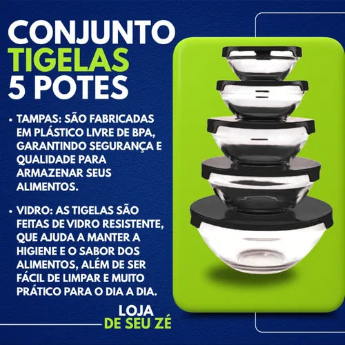 Conjunto De Potes 10 Peças Vidro Organizadores De Cozinha
