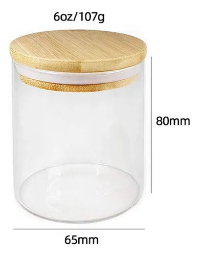 Belifou Potes De Mantimento Vidro Kit 6 Hermético Tampa Bambu