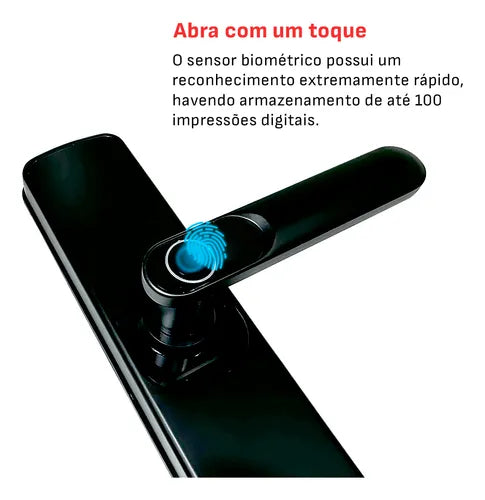 Fechadura Eletronica Digital Porta Biometria Wifi Senha Knup Cor Preto