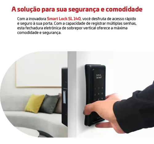 Fechadura Digital Smart De Sobrepor Preta Papaiz Sl140