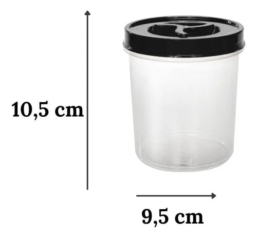 Kit 12 Peças Pote Porta Alimento Tampa Rosca 500ml Freebpa Cor Preto