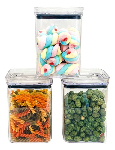 3 Potes Hermeticos Cozinha Porta Mantimentos 1 Litro