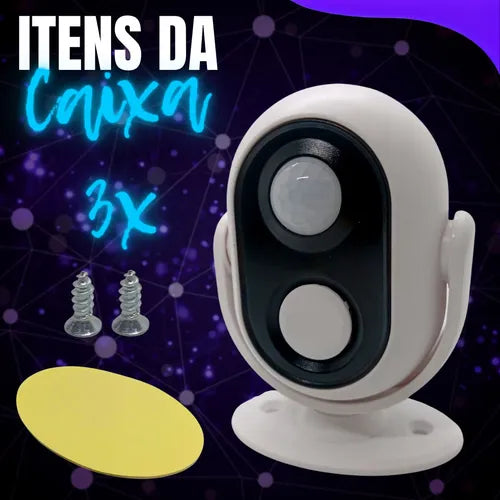 3x Sensor Detector De Presença Campainha Anunciador Sonoro