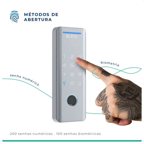 Fechadura Digital Elsys Prata Esf-ds4100v Senha E Tag Tecno