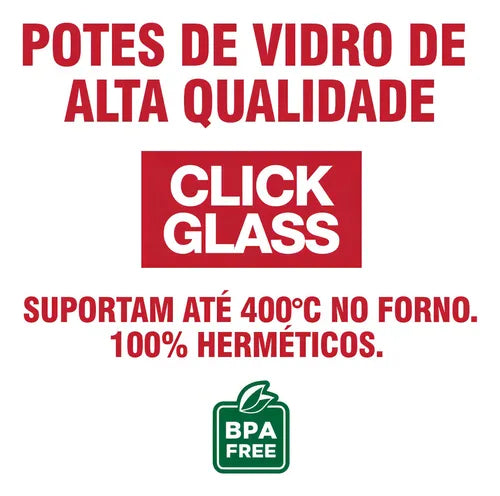 Kit 2 Potes De Vidro 100% Herméticos 1,5l Click Glass PV Cor Transparente
