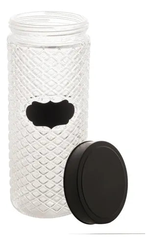 Pote Wolff De Vidro Preta Label 11cm X 28cm