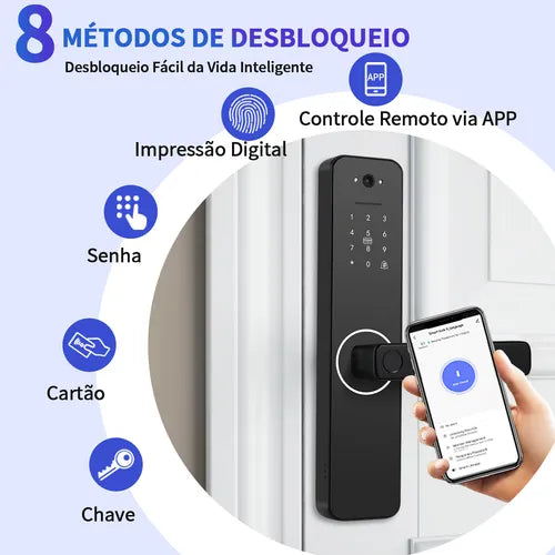 Fechadura Eletrônica Digital Com Biometria Senha Câmera App