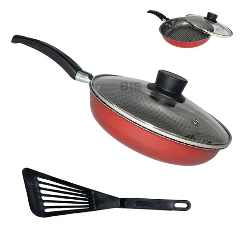Frigideira Alta Funda 18 Cm Antiaderente Com Tampa Vidro Top