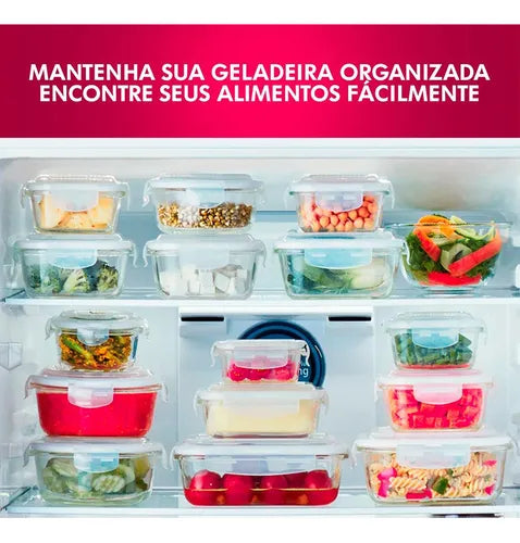 Conjunto 2 Potes De Vidro Hermético Marmita Fitness 640ml