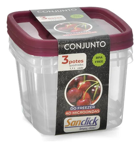 Pote Hermetico Santana Kit Com 3 un 1100ml