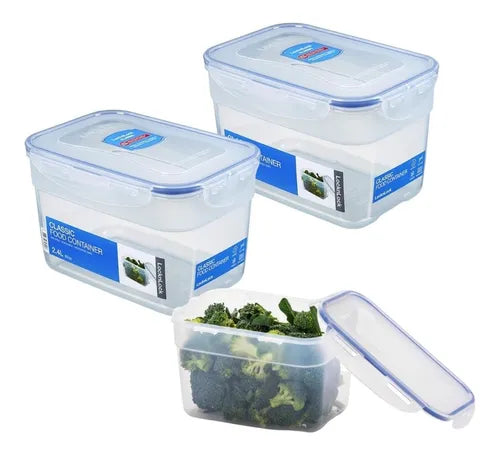 Kit 2 Potes Hermético Tampa Travas Grande Lock&lock 2400ml