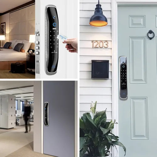 Fechadura Digital Eletronica Olho de Gato Biometrica Wi-fi Super Luxo Intelar X2 Cot Preto