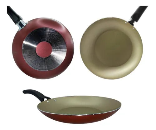 Conjunto De Frigideira 3 Pçs Antiaderente Techflon Nacional Cor Cereja